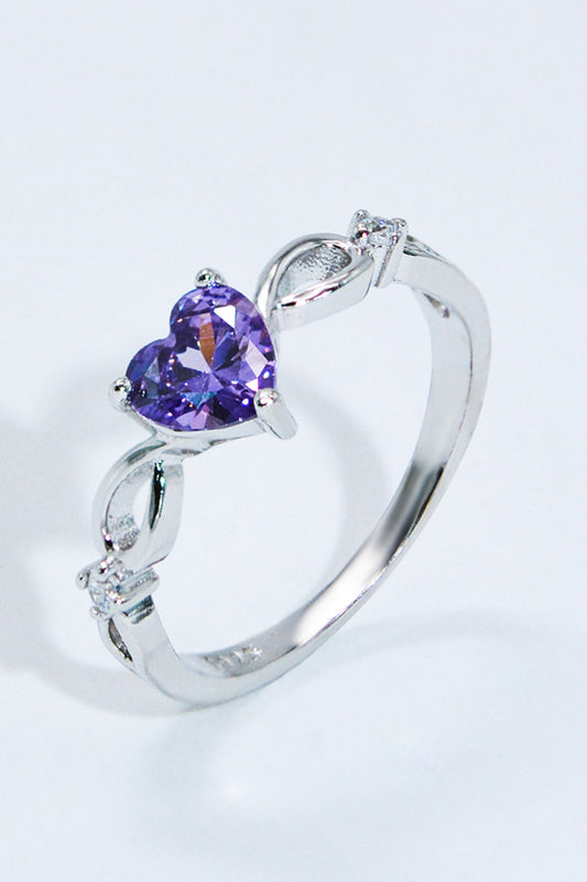 Women's Crystal Heart 925 Sterling Silver Ring
