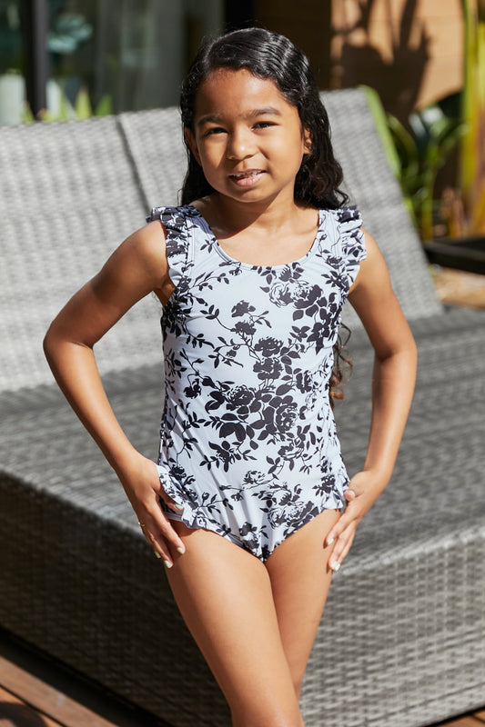 Marina West Swim YOUTH GIRLS Côte d'Azur Ruffle Trim One-Piece Swimsuit SZ 18M-11Y 🧸🐶