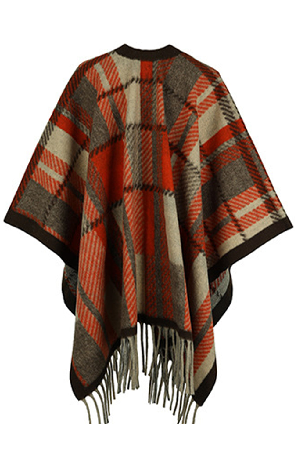 One Size Cloak Sleeve Fringe Detail Poncho