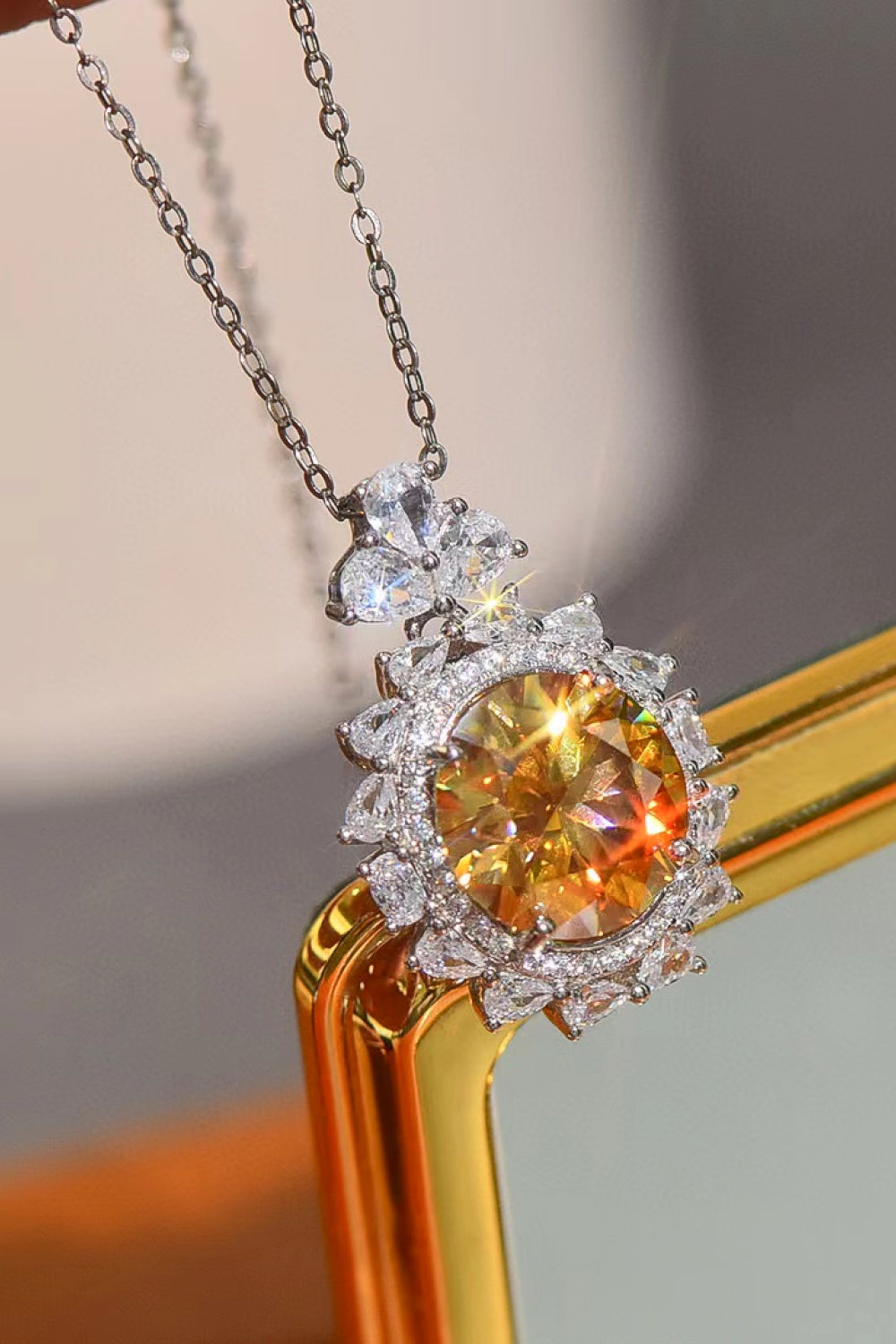 5 Carat Yellow Moissanite Pendant Necklace