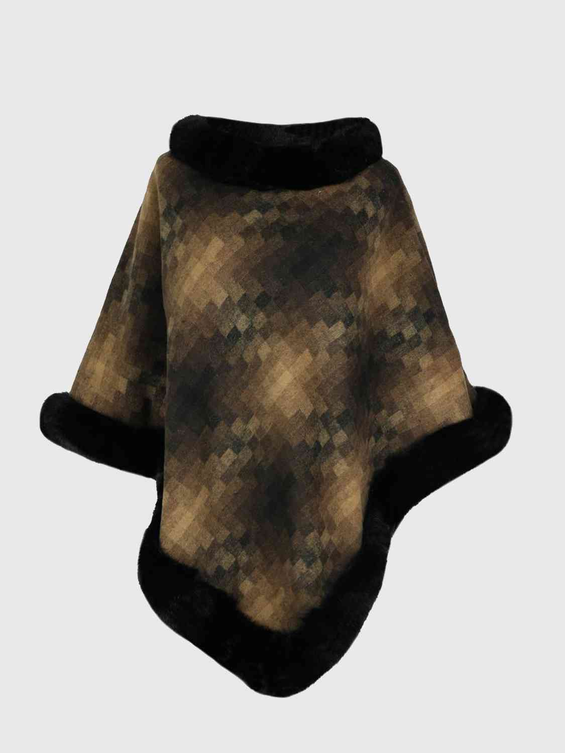 Kenya One Size Faux Fur Trim Poncho