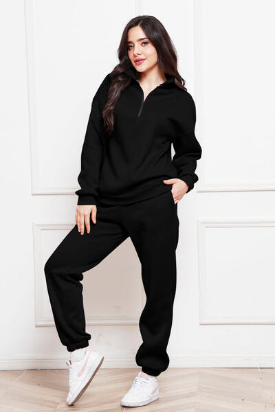 Comfy n' Cozy Half Zip Long Sleeve Sweatshirt and Pants Set