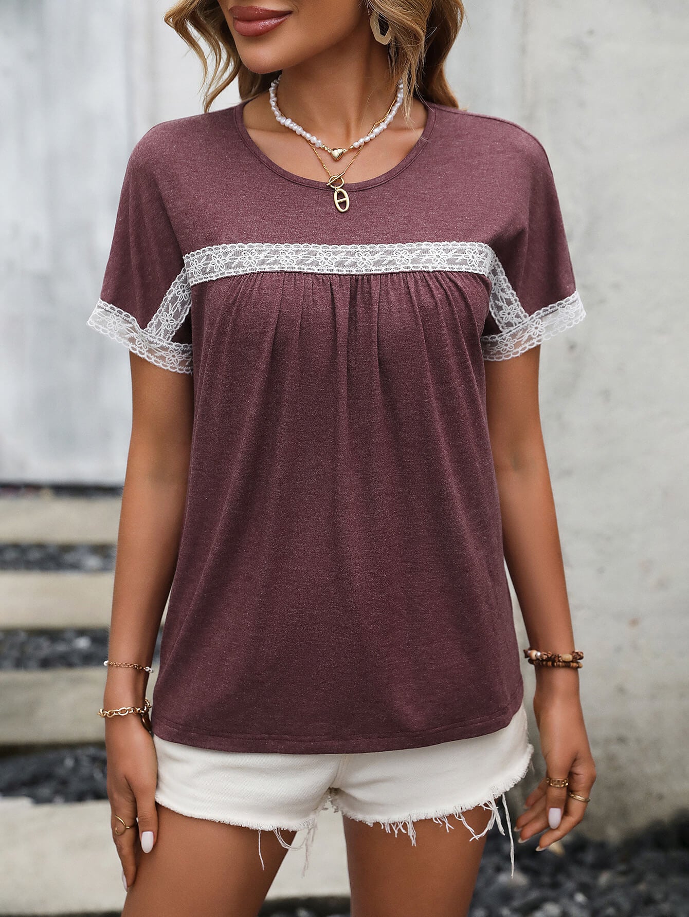 Women's Bryony Contrast Round Neck Short Sleeve Tee