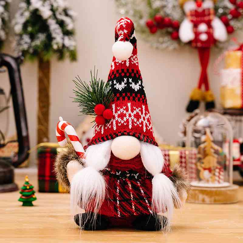 Christmas Pom-Pom Trim Pointed Hat Faceless Gnome