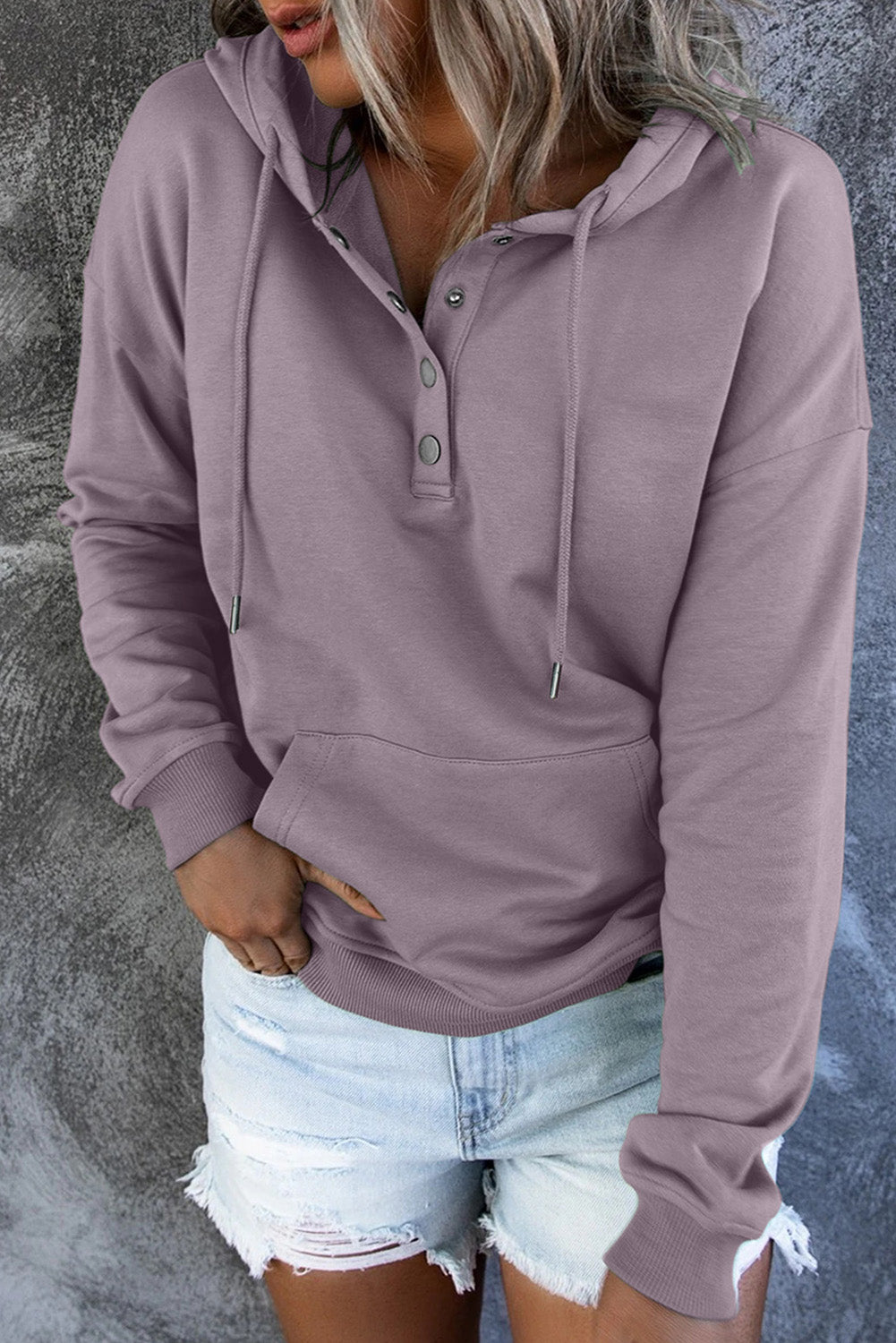 Full Size Dropped Shoulder Long Sleeve Hoodie with Pocket