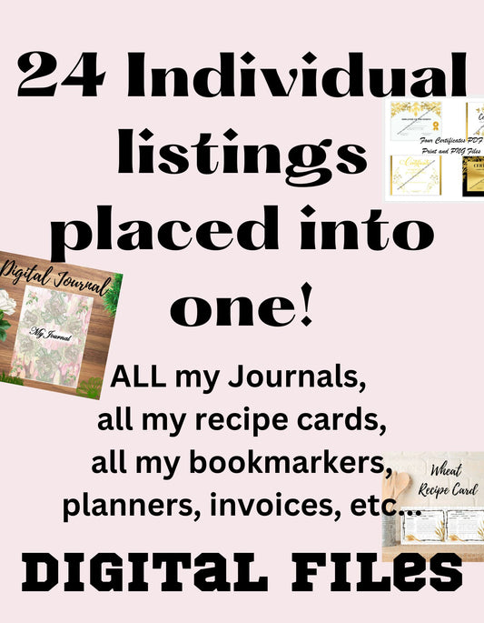 BGShop Digital Files for Organizing | Invoices Recipes Journals | JPG PDF PNG | 24 Listings into 1 Huge Listing