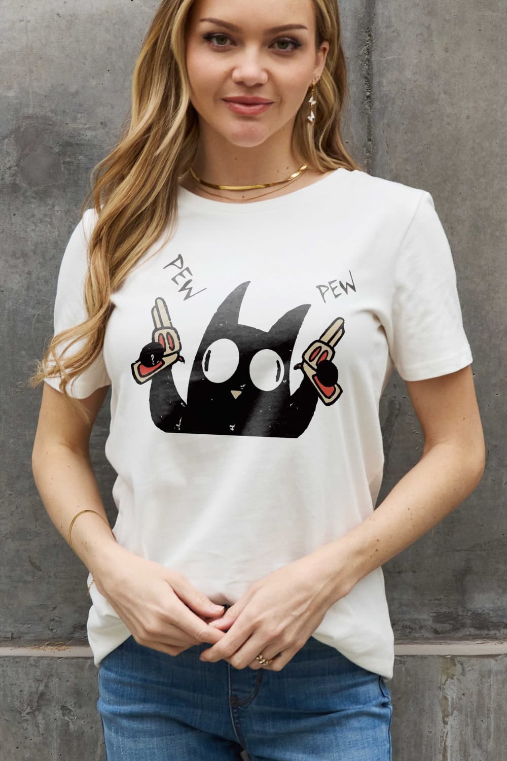 Simply Love Full Size Halloween PEW PEW Graphic Cotton Tee