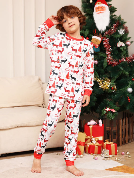 LITTLE KIDS UNISEX Christmas Reindeer Print Top and Pants Set SZ 2T-14Y