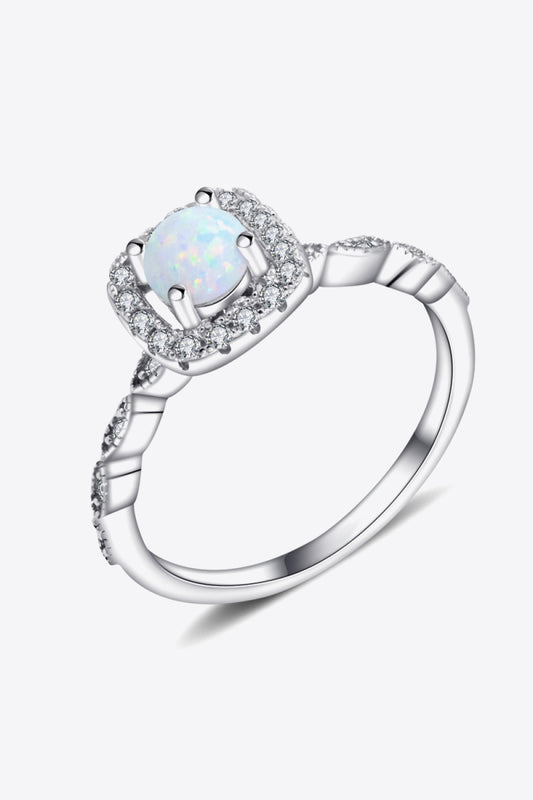 Women's 925 Sterling Silver Inlaid Opal Ring