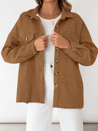 Button Up Dropped Shoulder Jacket