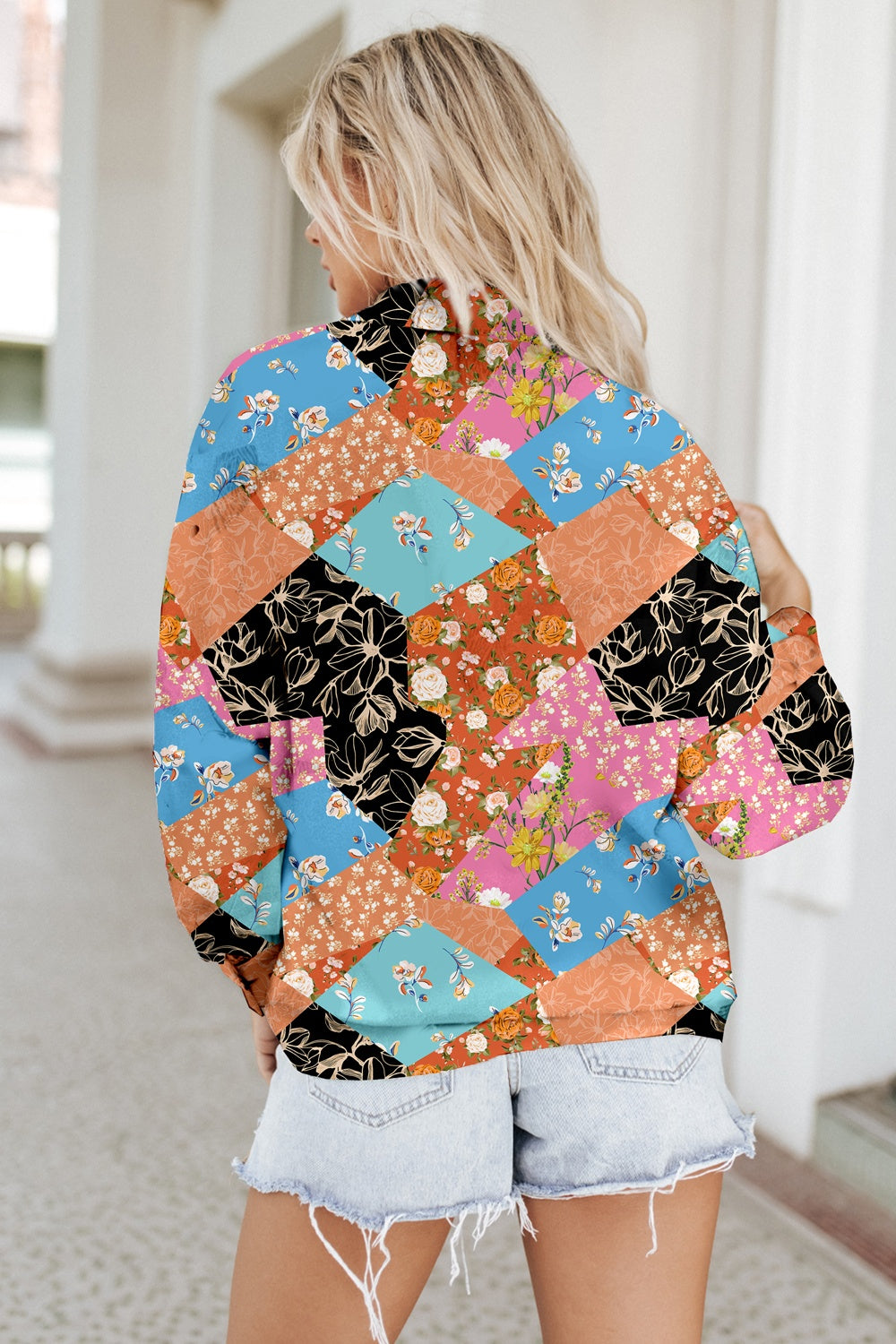 Printed Button Up Long Sleeve Shirt