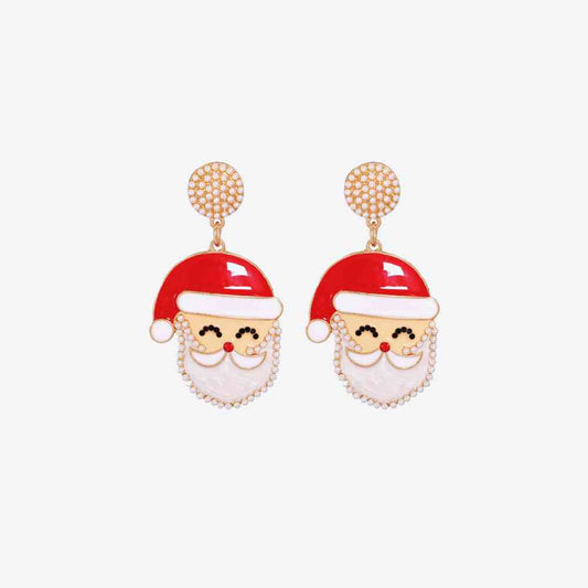 Christmas Rhinestone Alloy Santa Earrings