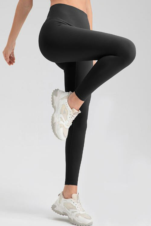 Basic Style High-Stretch Wide Waistband Sport Leggings