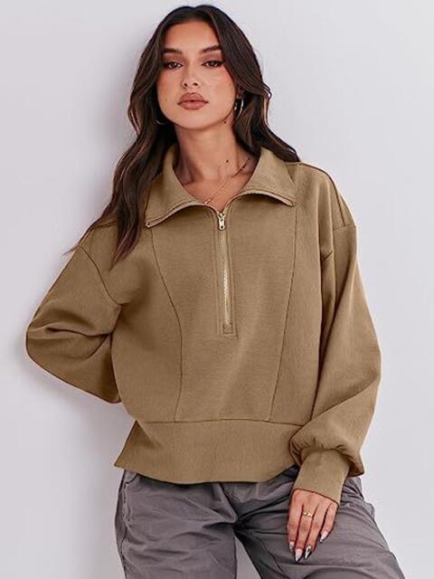 Half Zip Up Collared Sweatshirts