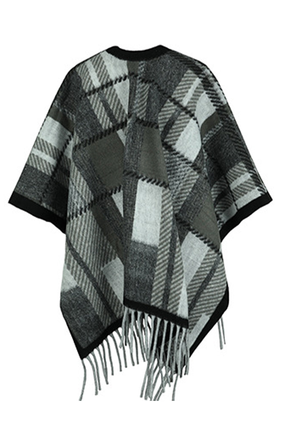 One Size Cloak Sleeve Fringe Detail Poncho