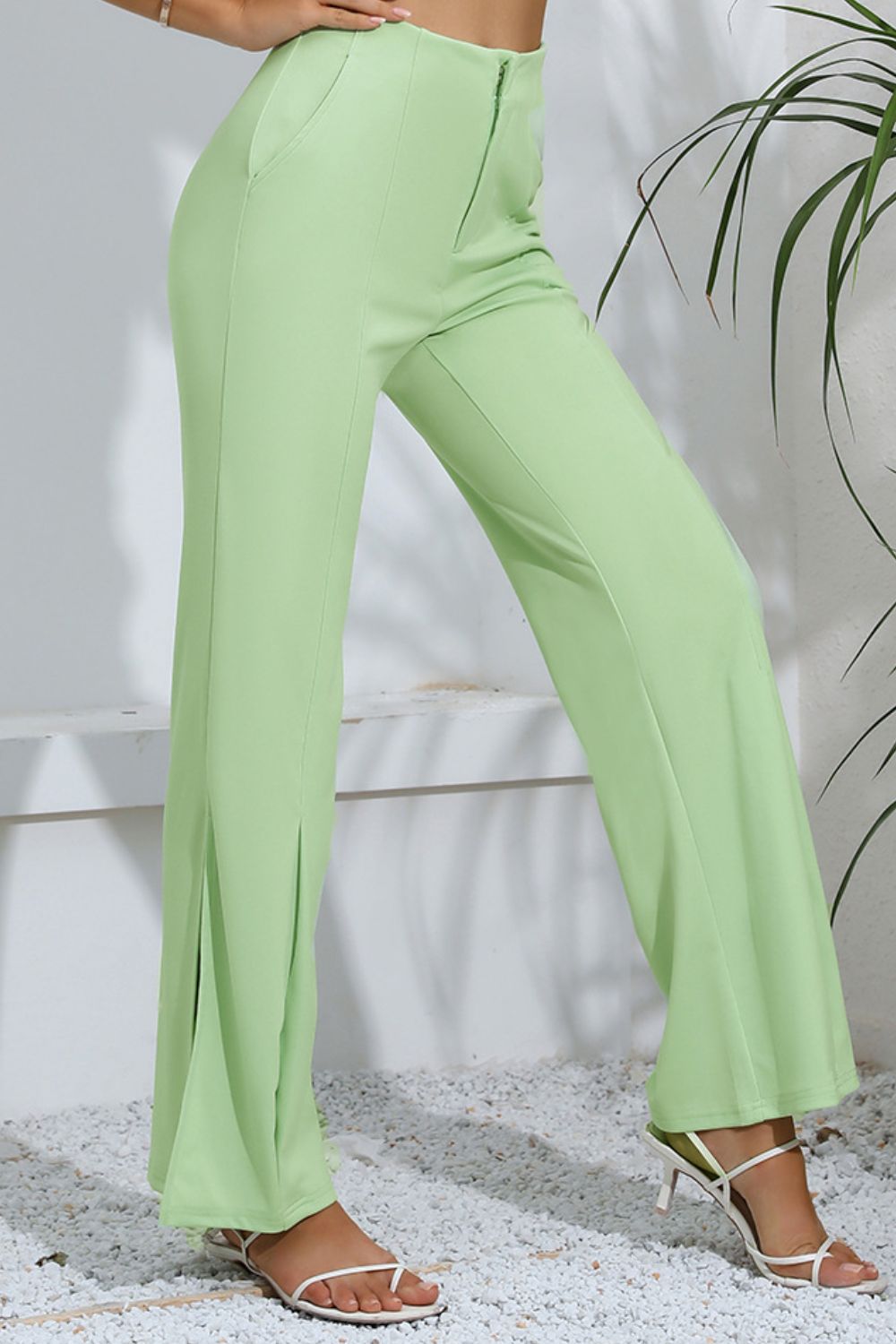 Women's Slit High-Rise Flare Pants