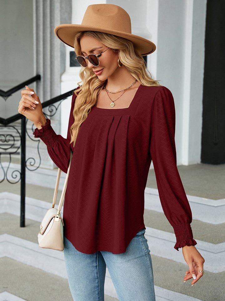 Full Size Square Neck Puff Sleeve Blouse