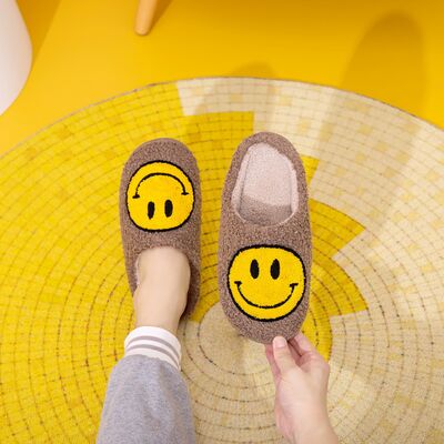 Melody Smiley Face Khaki Yellow Slippers