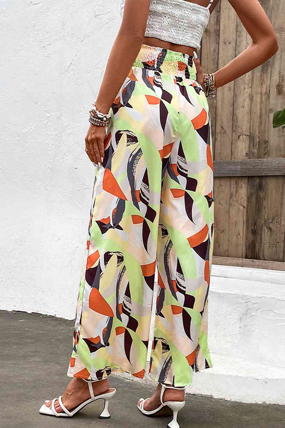 CruzinDrawers Printed Smocked Waist Wide Leg Pants