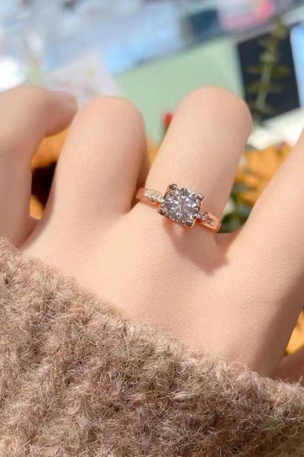 Rose Gold 1 Carat Moissanite Ring