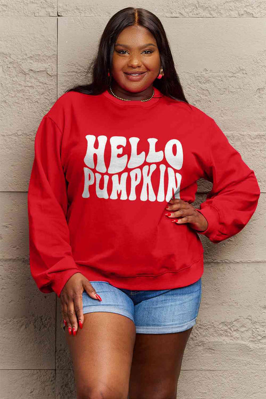 Simply Love SEASONAL Full Size HELLO PUMPKIN Graphic Sweatshirt