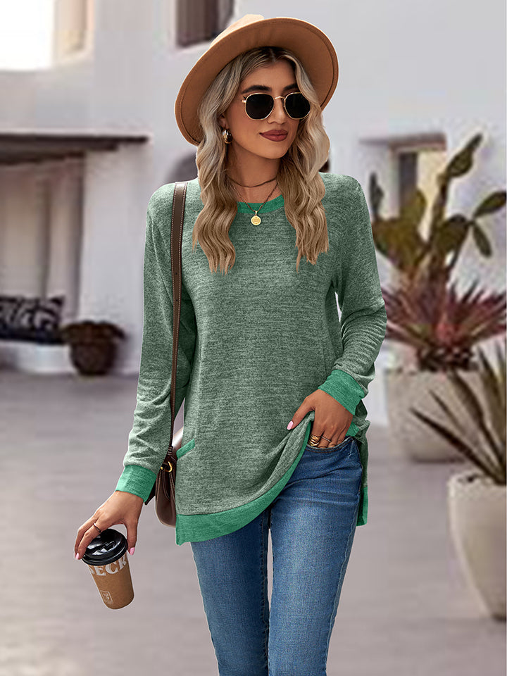 Full Size Round Neck Long Sleeve Blouse