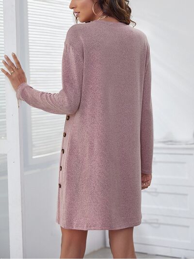 Women's Candida Decorative Button Round Neck Dress