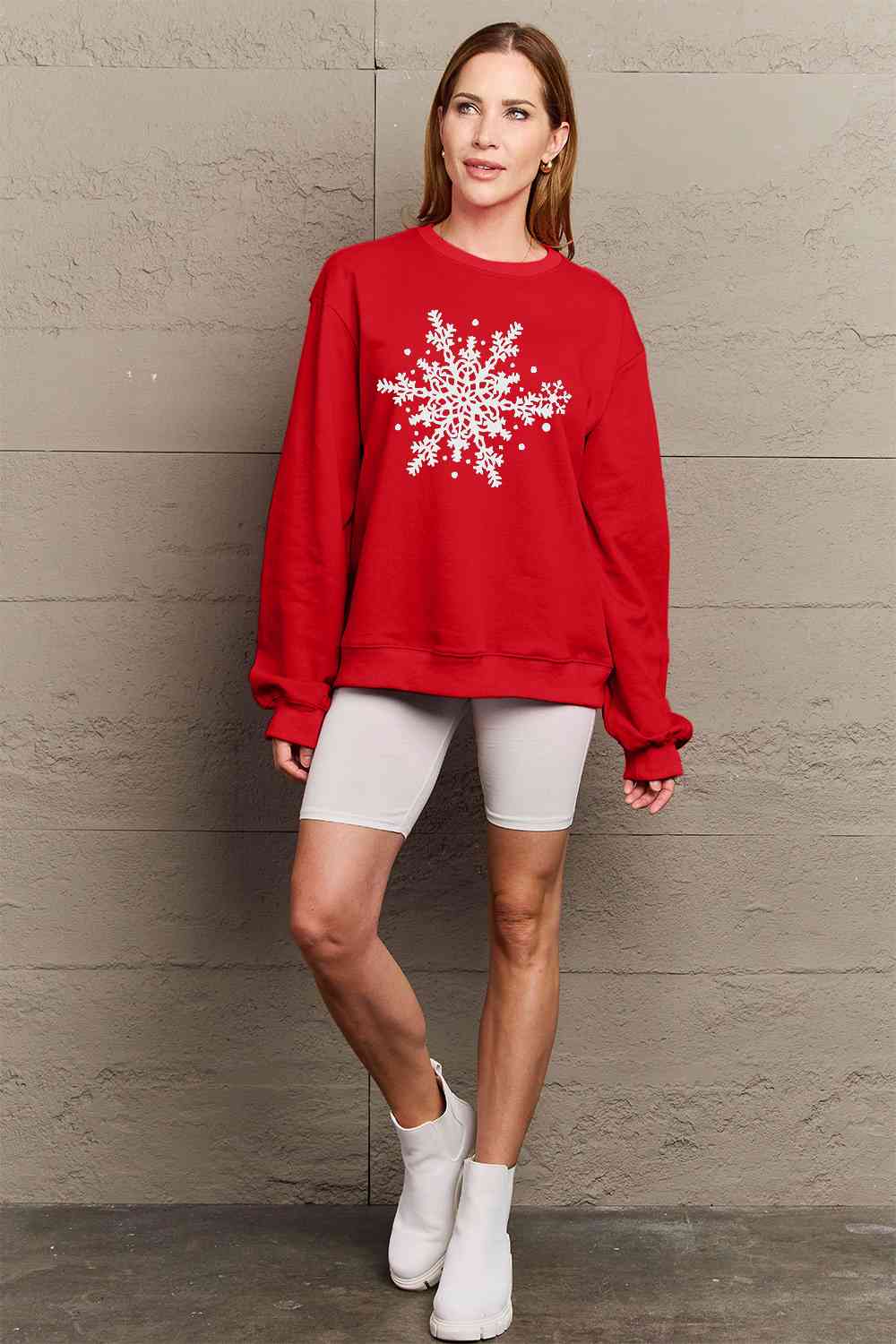 Simply Love Full Size Christmas Snowflake Graphic Sweatshirt