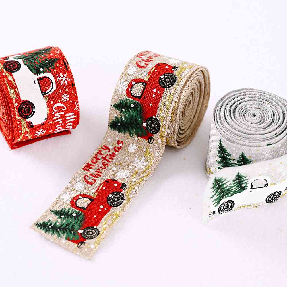 Country Truck Car & Christmas Tree Wrapping Craft Ribbon