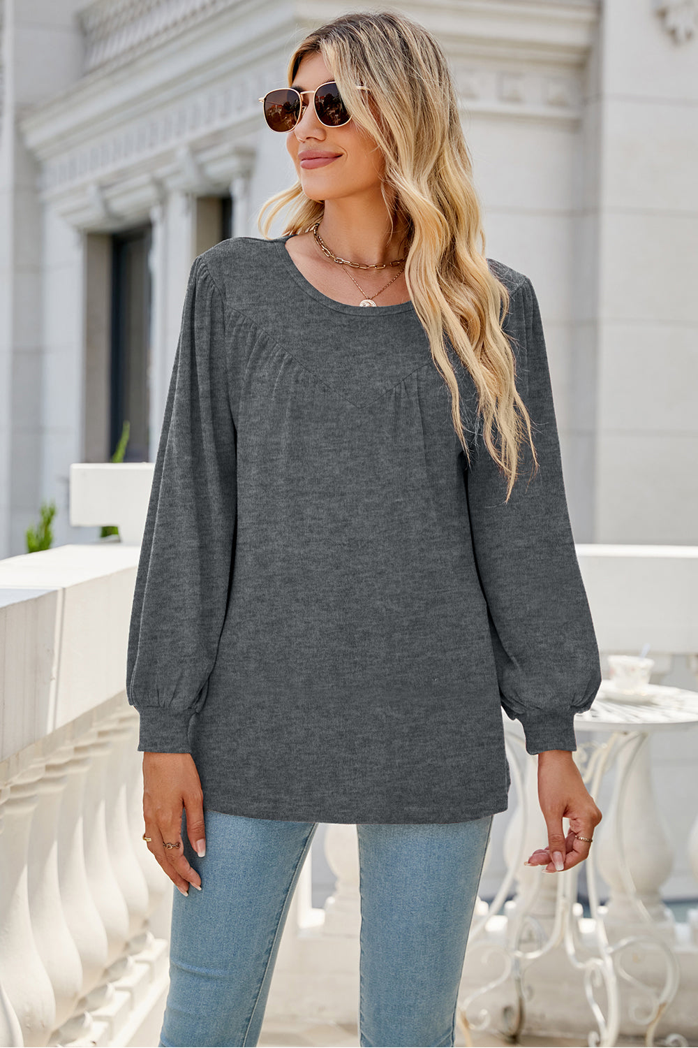 Full Size Round Neck Long Sleeve Top