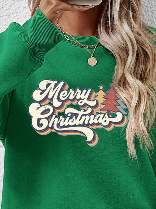 Christmas THEMED Letter Graphic Round Neck Sweatshirt