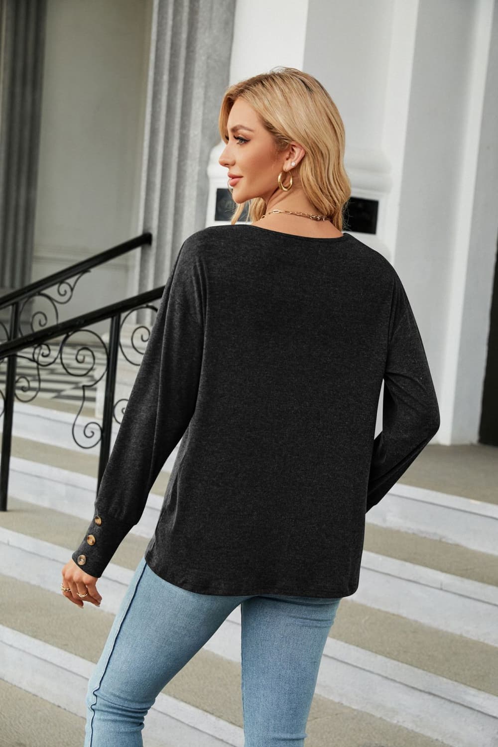 Full Size V-Neck Long Sleeve T-Shirt