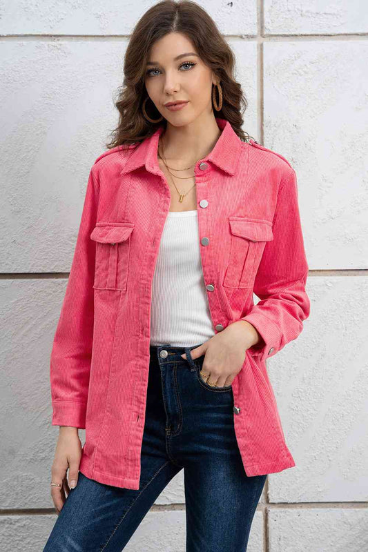 Zoe Red Button Down Collared Jacket