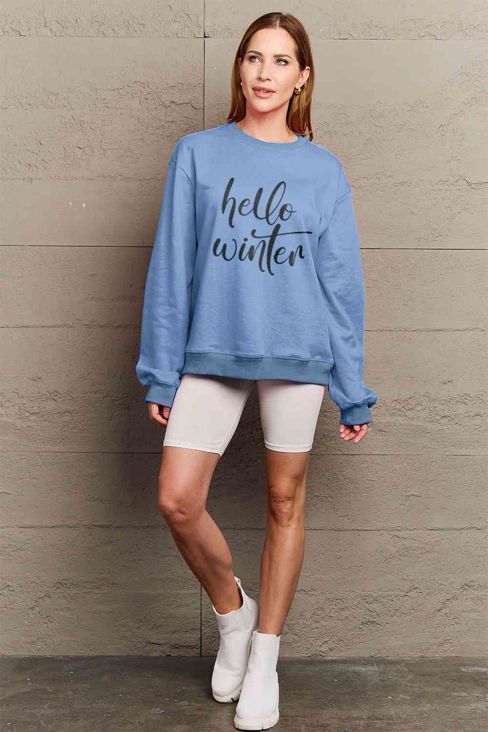 Simply Love SEASONAL Full Size HELLO WINTER Graphic Sweatshirt