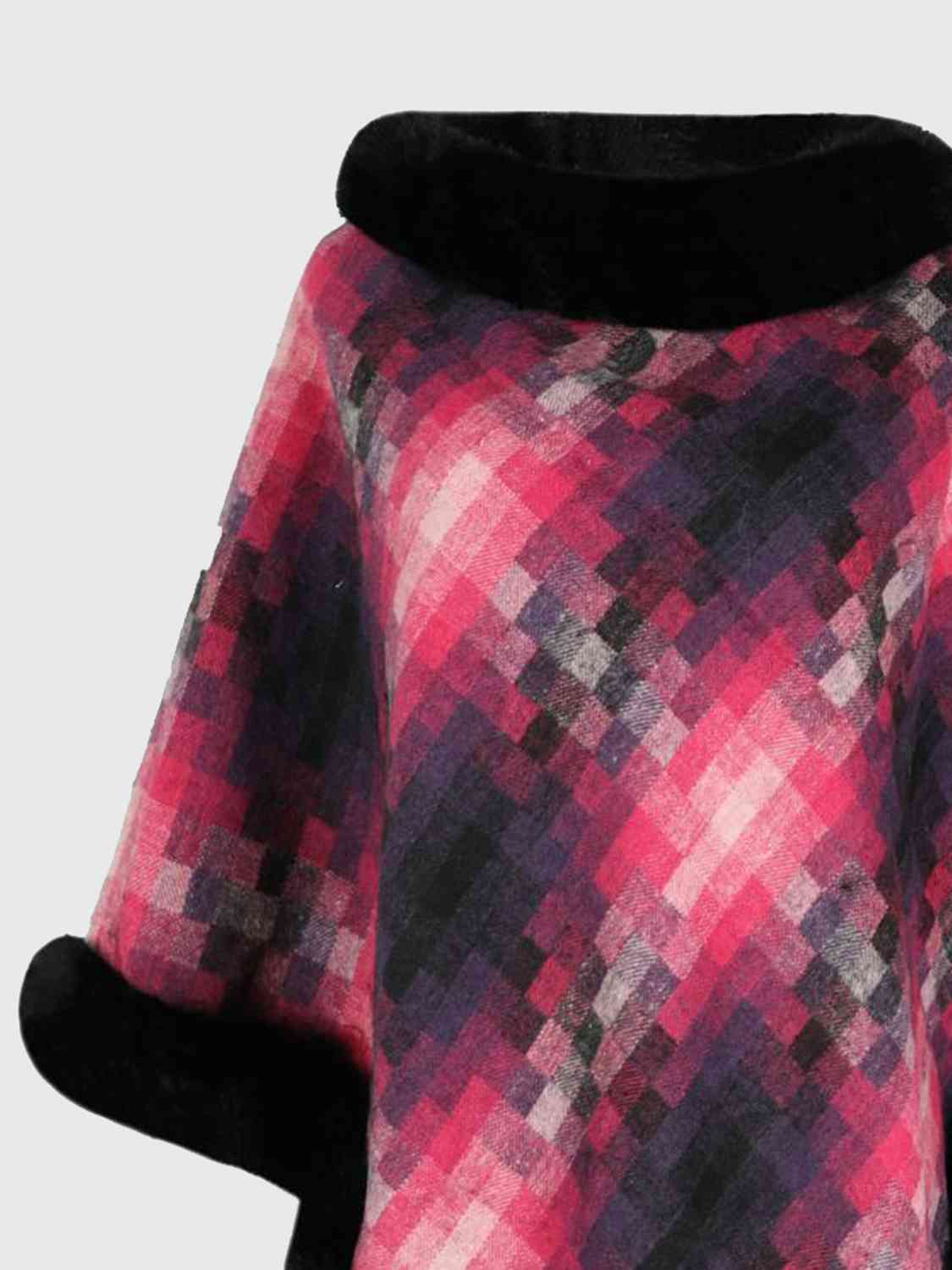 Kenya One Size Faux Fur Trim Poncho