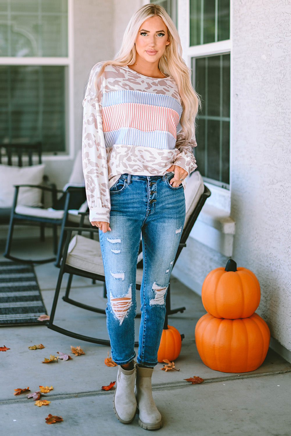 Beauteous Round Neck Color Block Dropped Shoulder Tee