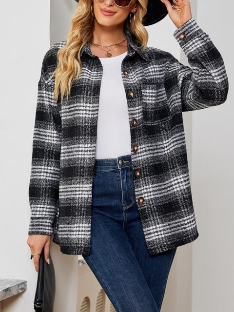 Plaid Collared Shirt Jacket