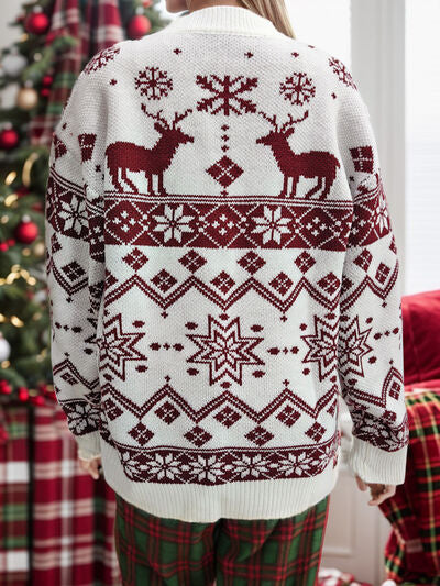 SEASONAL THEMED Snowflake Contrast Round Neck Long Sleeve Sweater