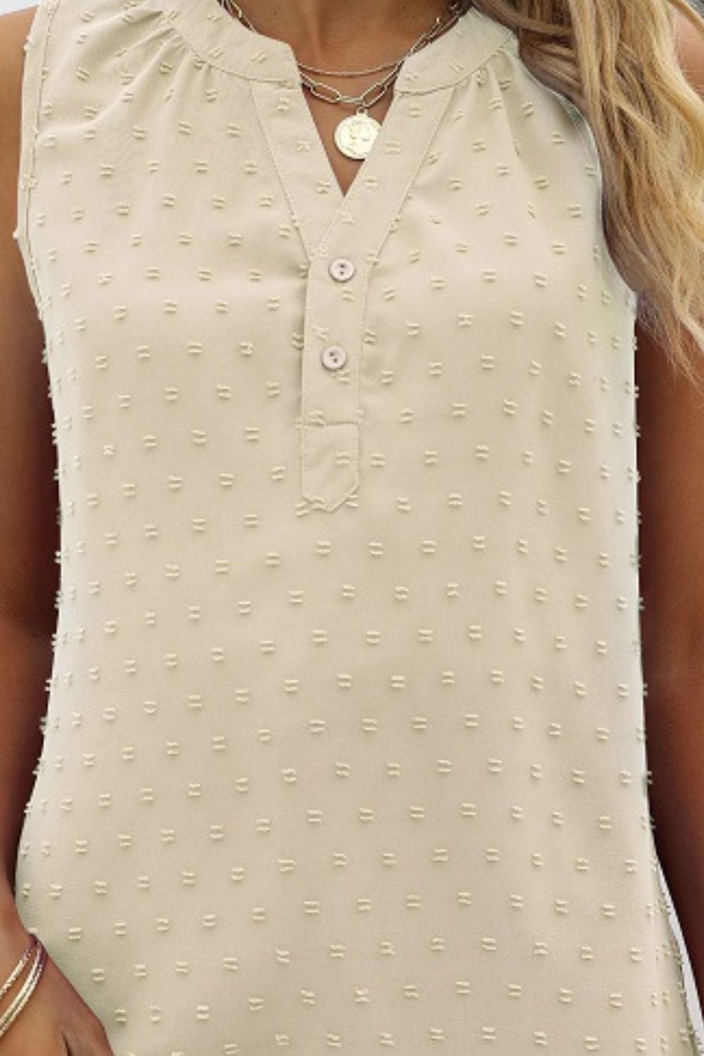 Full Size Swiss Dot Notched Neck Tank