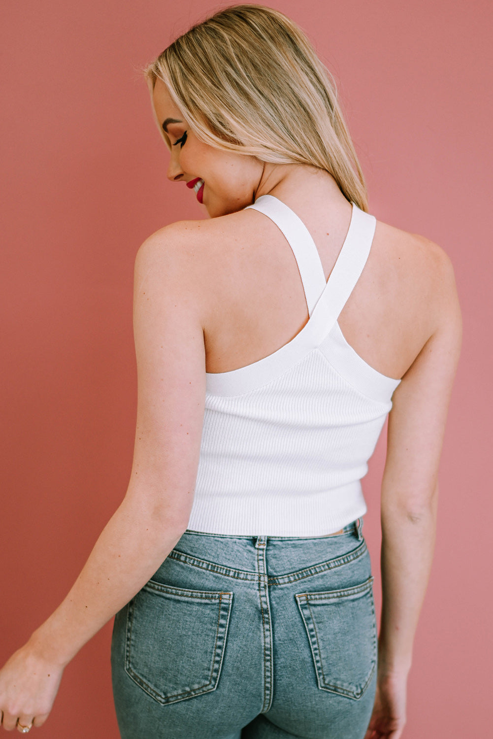 Full Size Ribbed Sleeveless Cropped Top