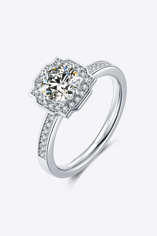 Women's 1 Carat Moissanite 925 Sterling Silver Halo Ring