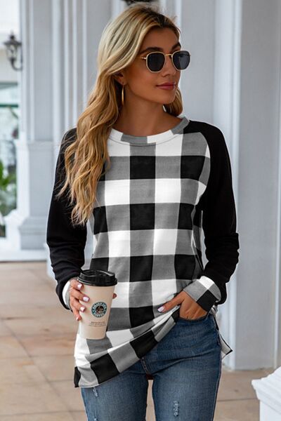 Women's Jasira Plaid Round Neck Long Sleeve T-Shirt