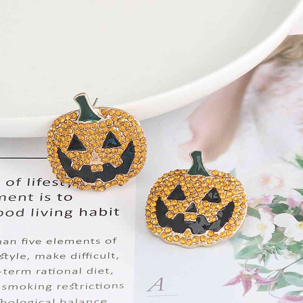 Halloween Demon Pumpkin Rhinestone Alloy Earrings