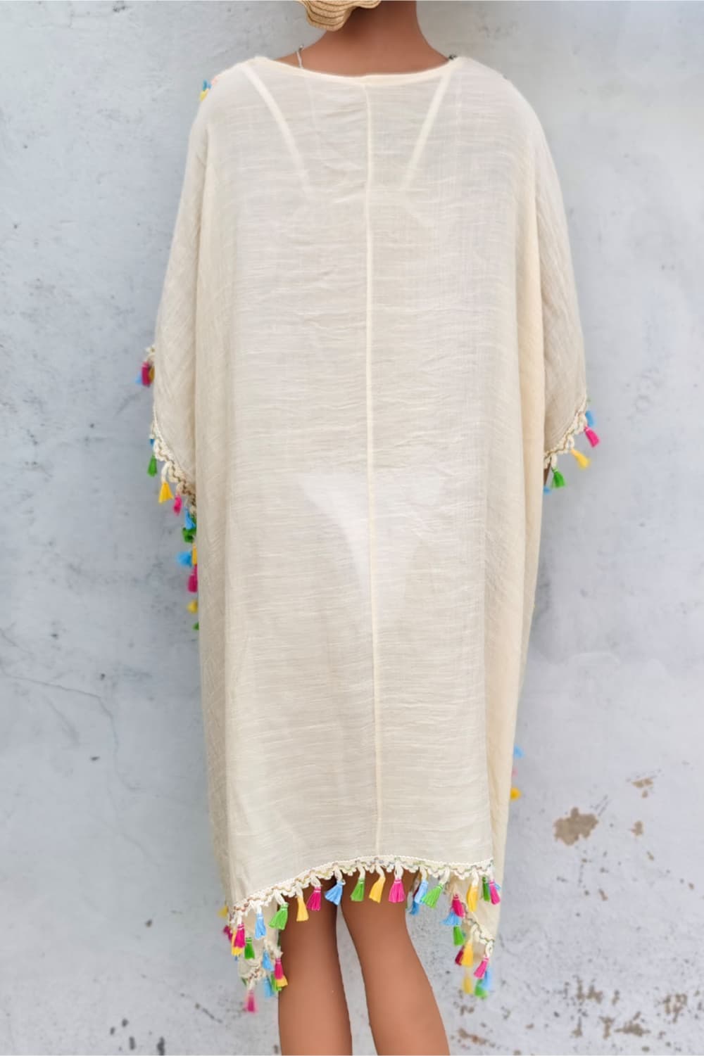 One Size Tassel Detail Embroidery Dress