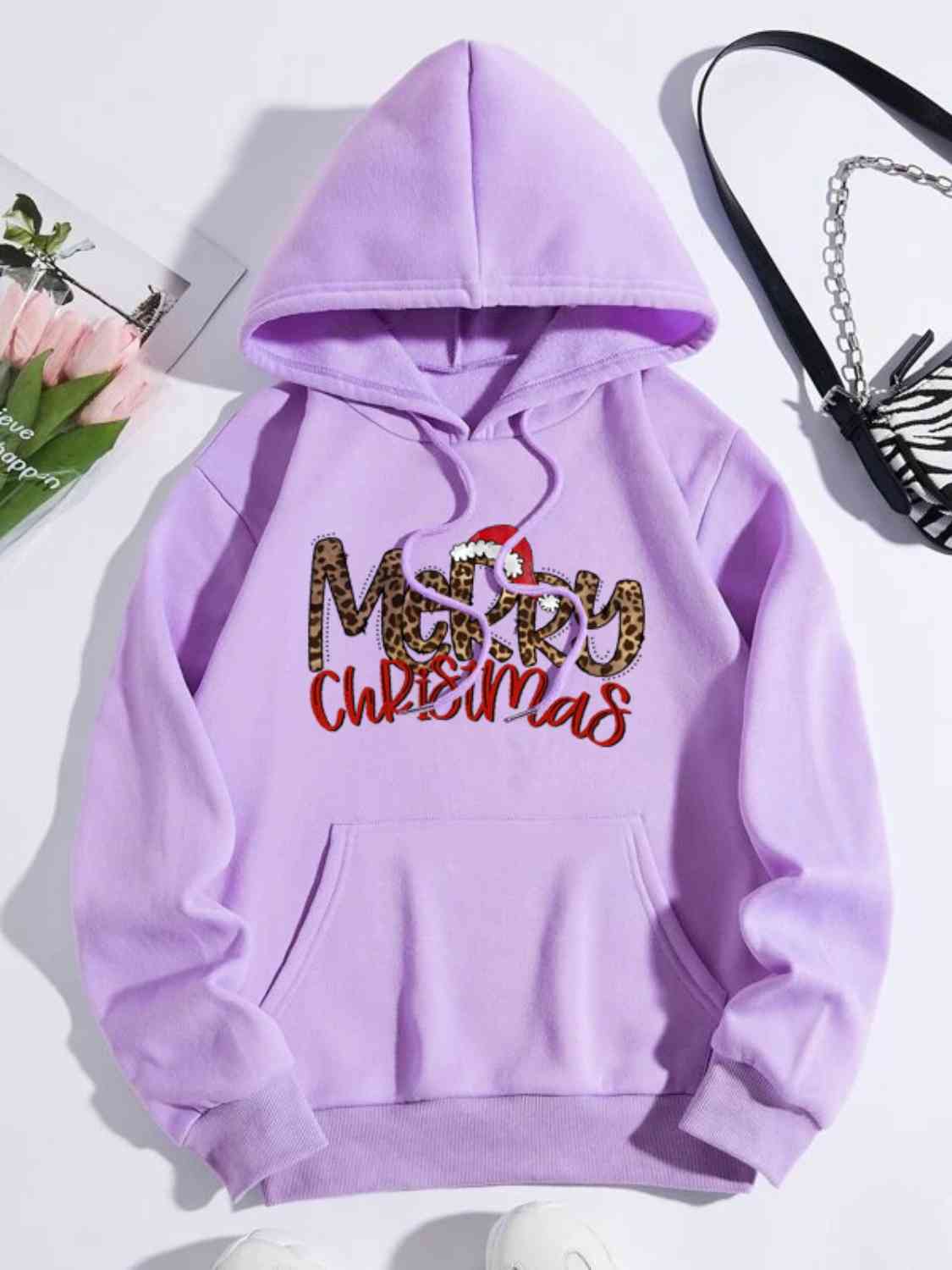 Full Size MERRY CHRISTMAS Graphic Drawstring Hoodie