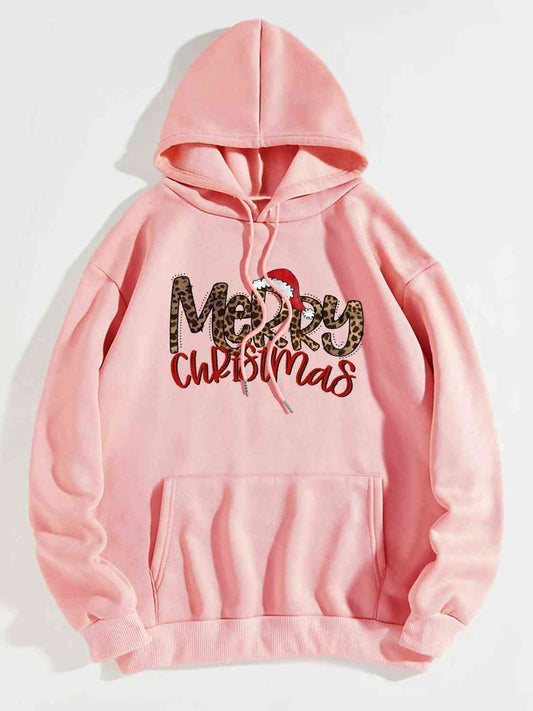 Full Size MERRY CHRISTMAS Graphic Drawstring Hoodie