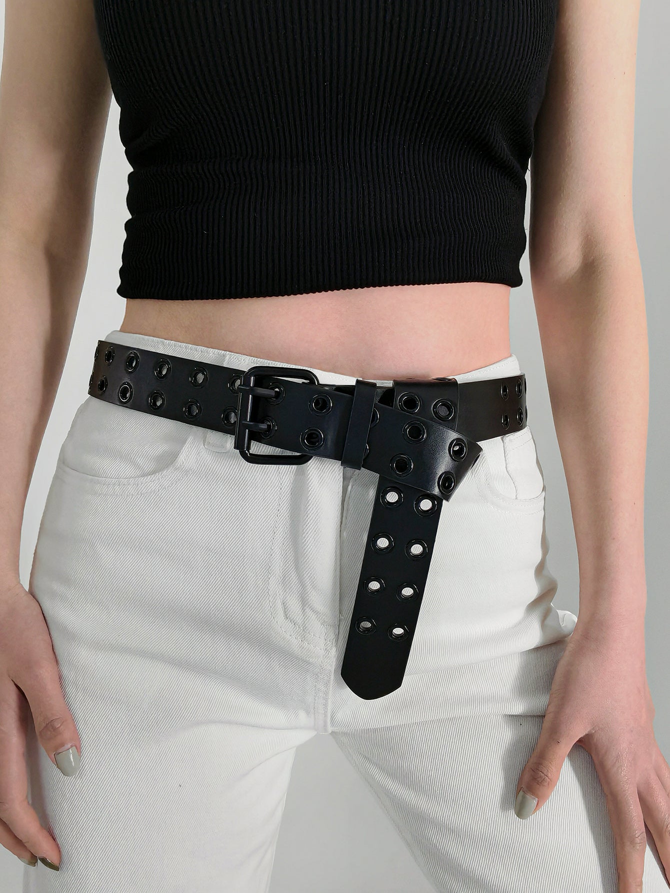 Women's Grommet PU Leather Belt