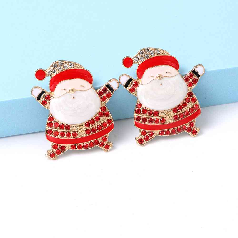 Christmas Rhinestone Alloy Santa Earrings