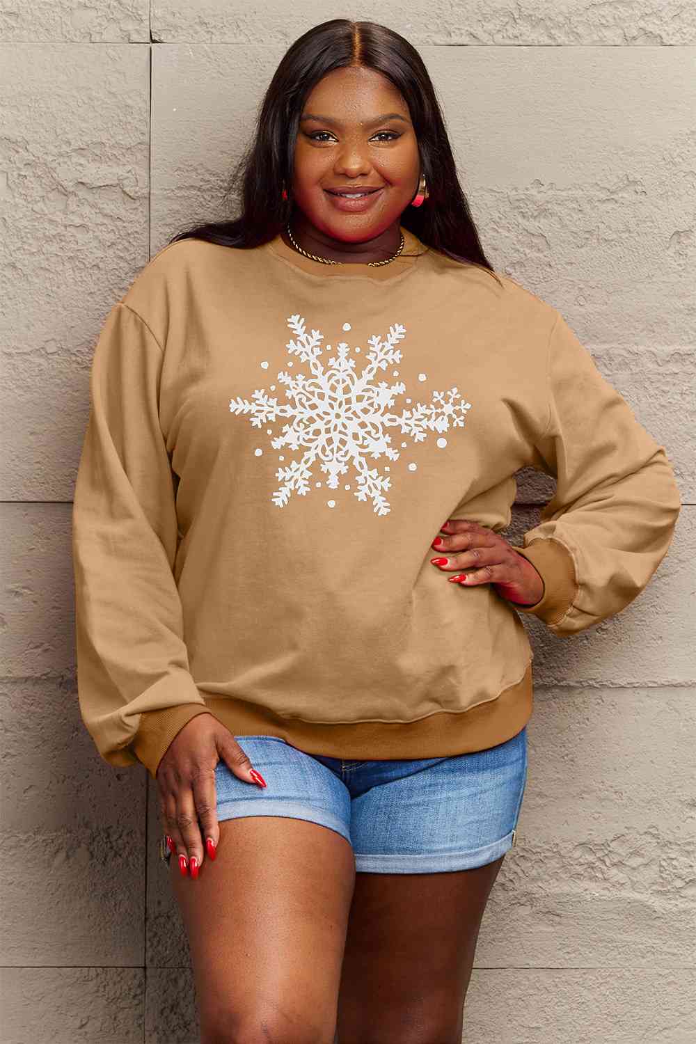 Simply Love Full Size Christmas Snowflake Graphic Sweatshirt