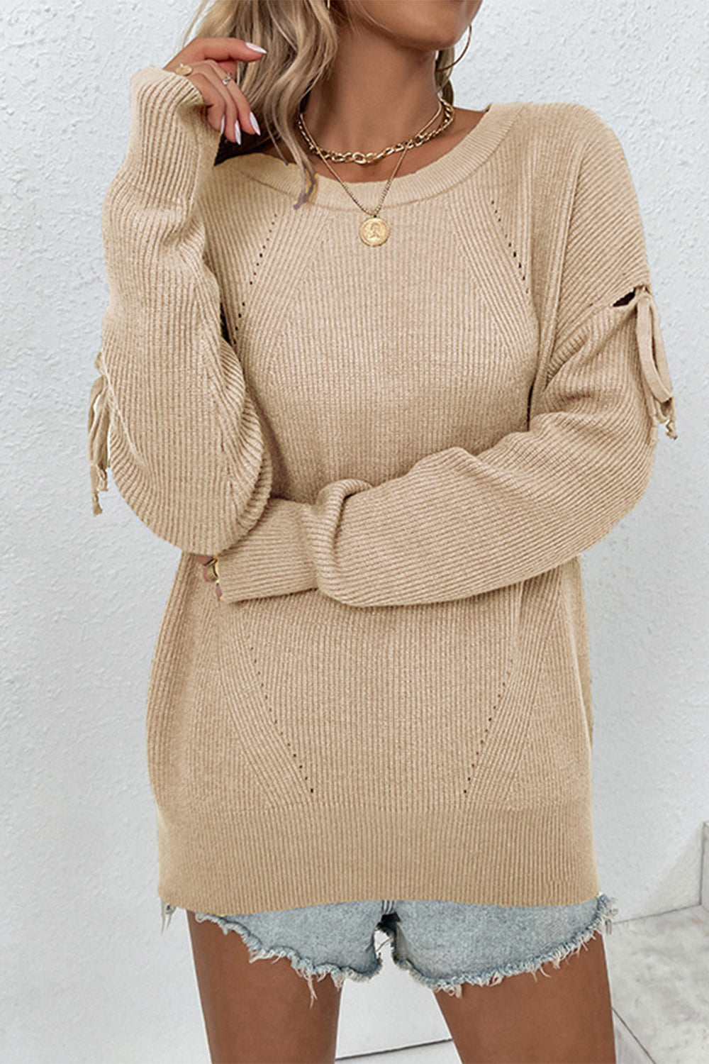 Chic Babe' Round Neck Dropped Shoulder Sweater 🦋